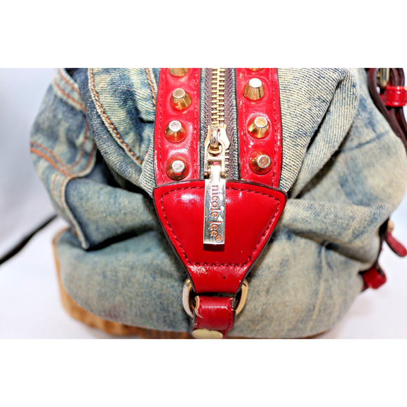 "WOW" Denim Pop Art Denim Duffel Shoulder Bag - Nicole Lee - Punk Grunge Graphic - Picture 10 of 14